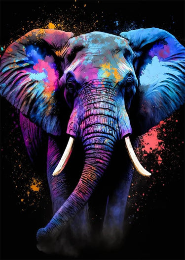 Vibrant Abstract Elephant Canvas Wall Art - InspiredGrabs.com